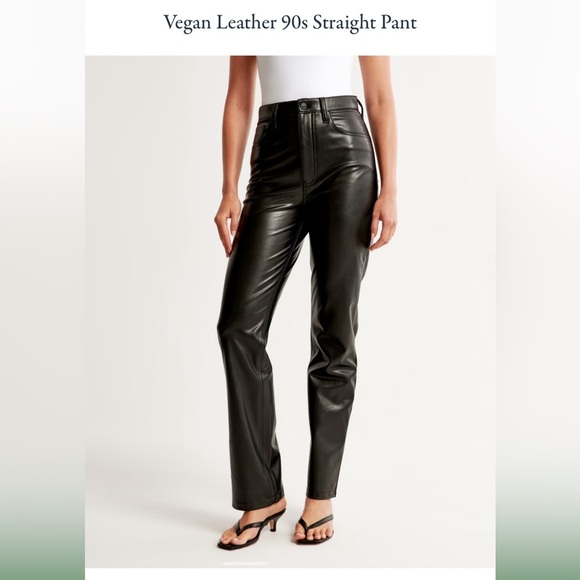 Abercrombie Ultra High Rise Vegan Leather 90s Straight Pant Curve Love Size 27 - Picture 1 of 12